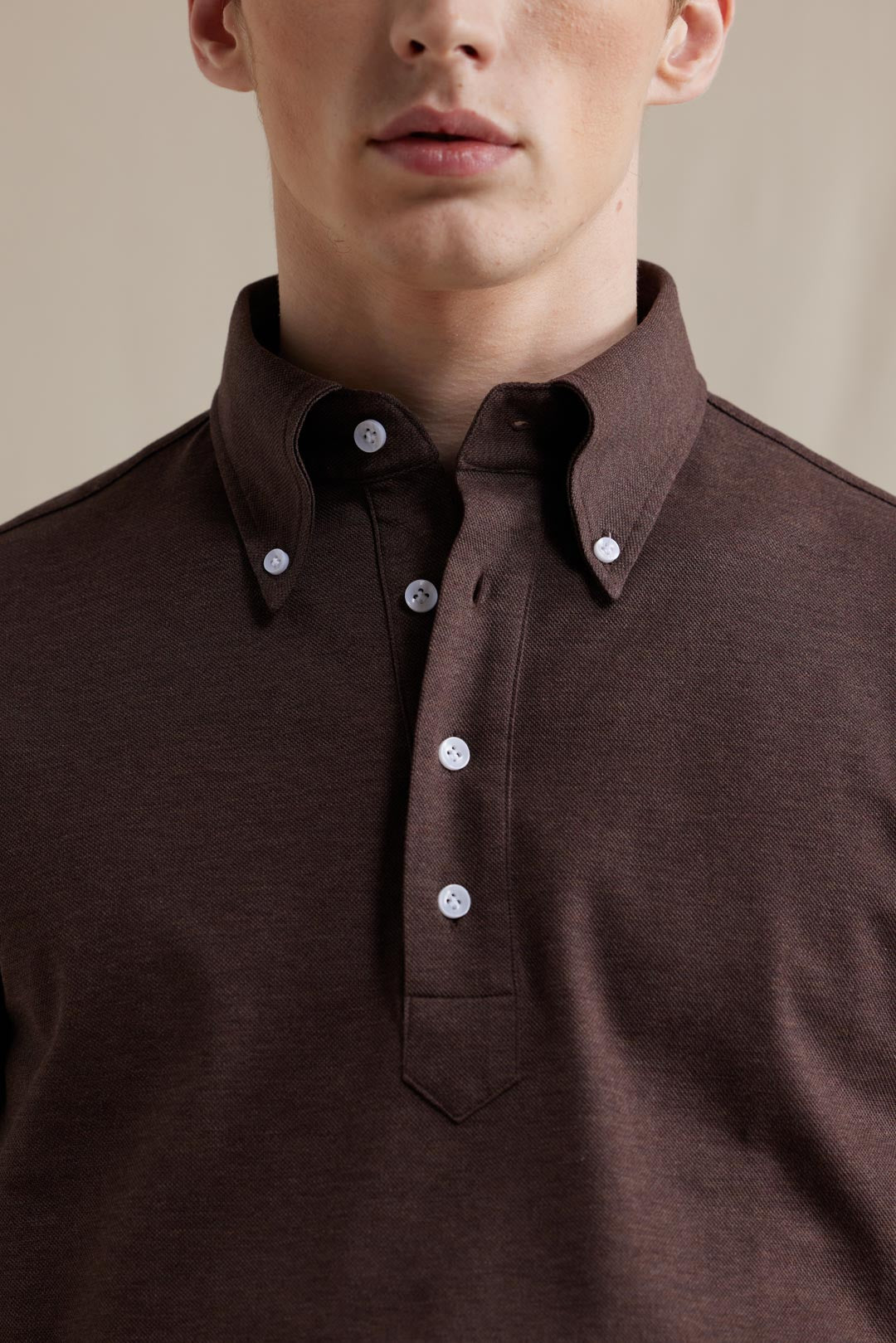Long Sleeve Polo - Brown