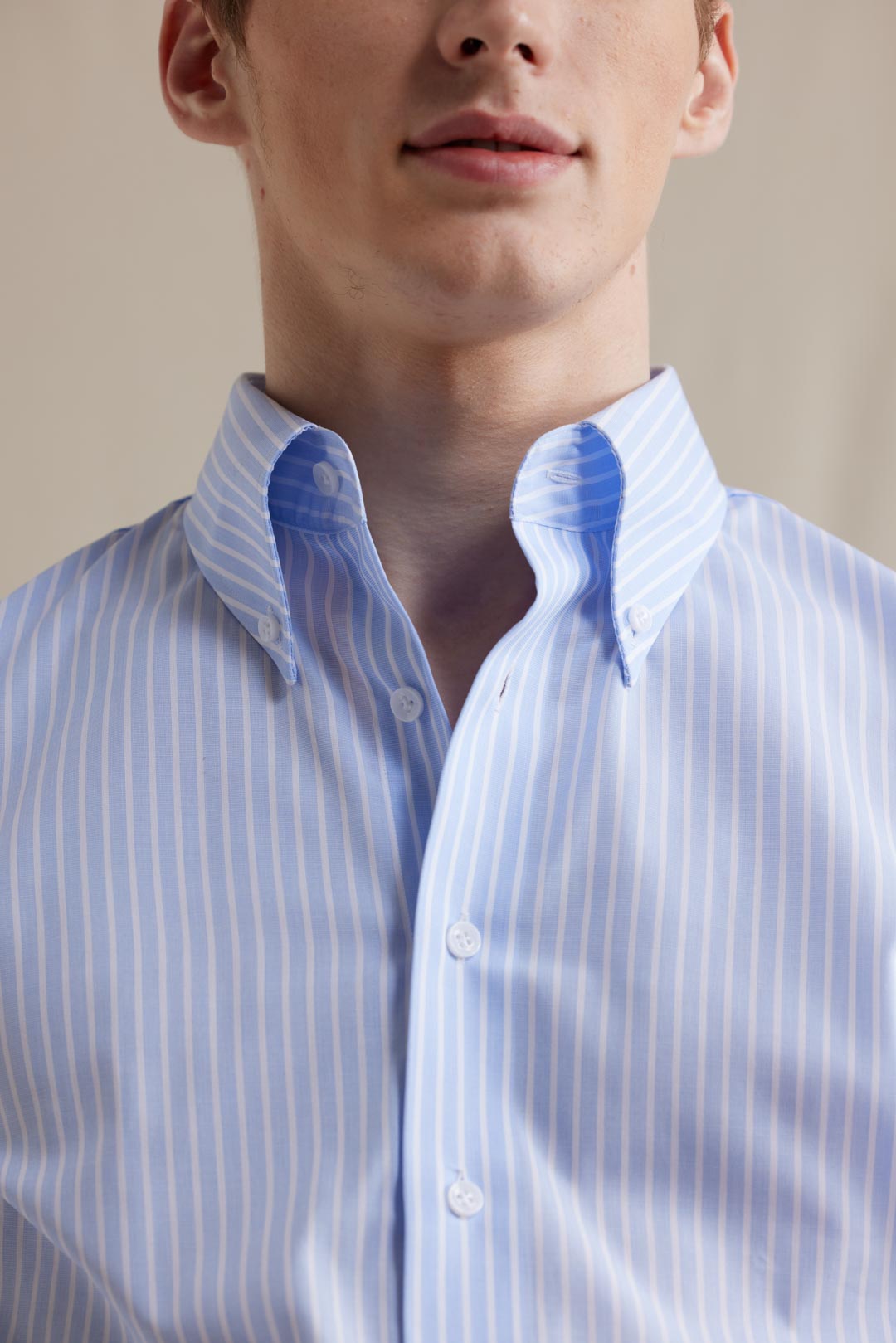 Button Down Poplin Shirt - Reverse Blue Stripes