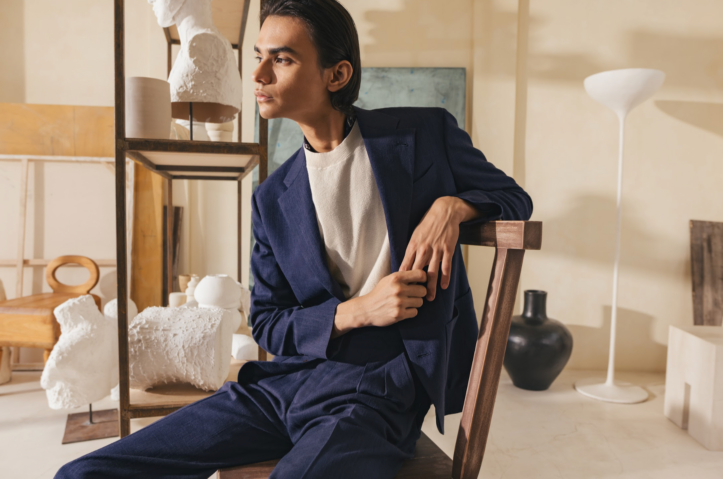 HAUS Linen Slub Jacket - Navy