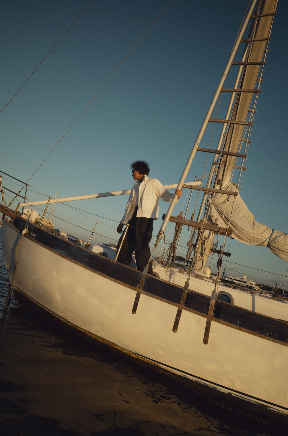 Flight Jacket - White Ramie Linen Cotton