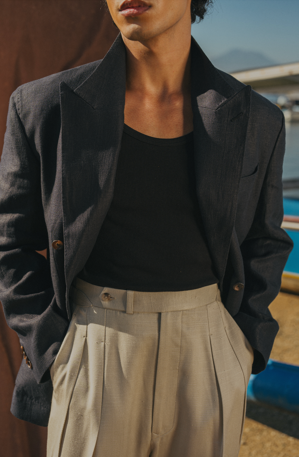 Double-Breasted Jacket - Navy Hemp