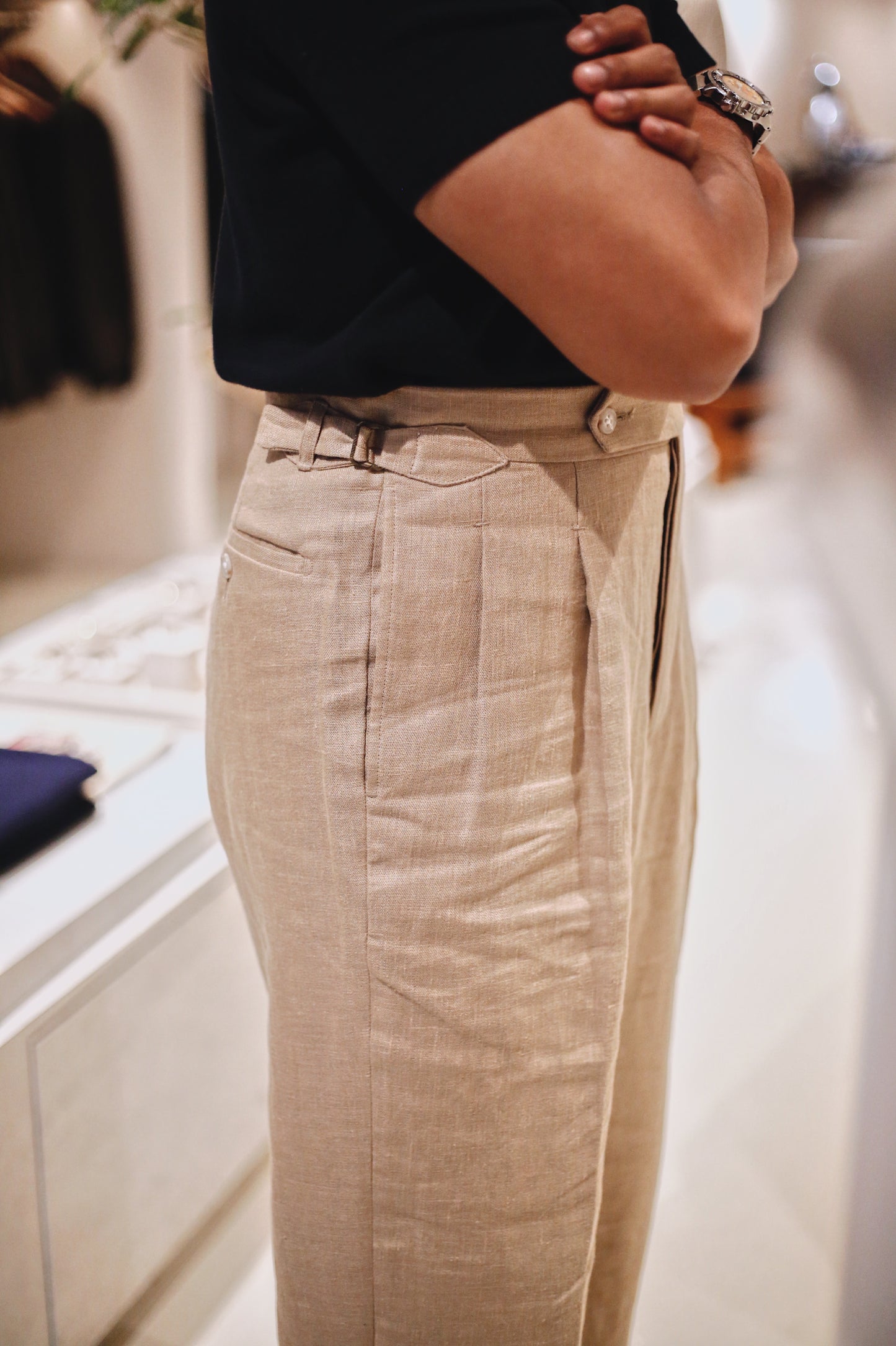 Nomade Leon Side-Tabs Trousers - Khaki