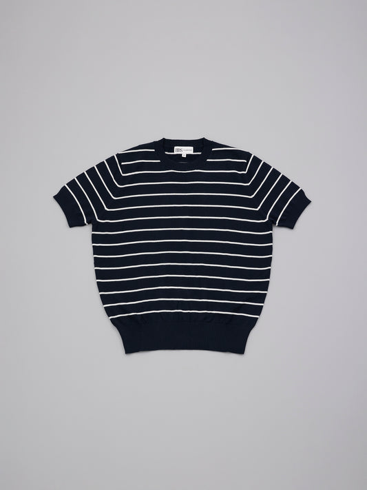 Crew Knitted Tee - Navy Stripes