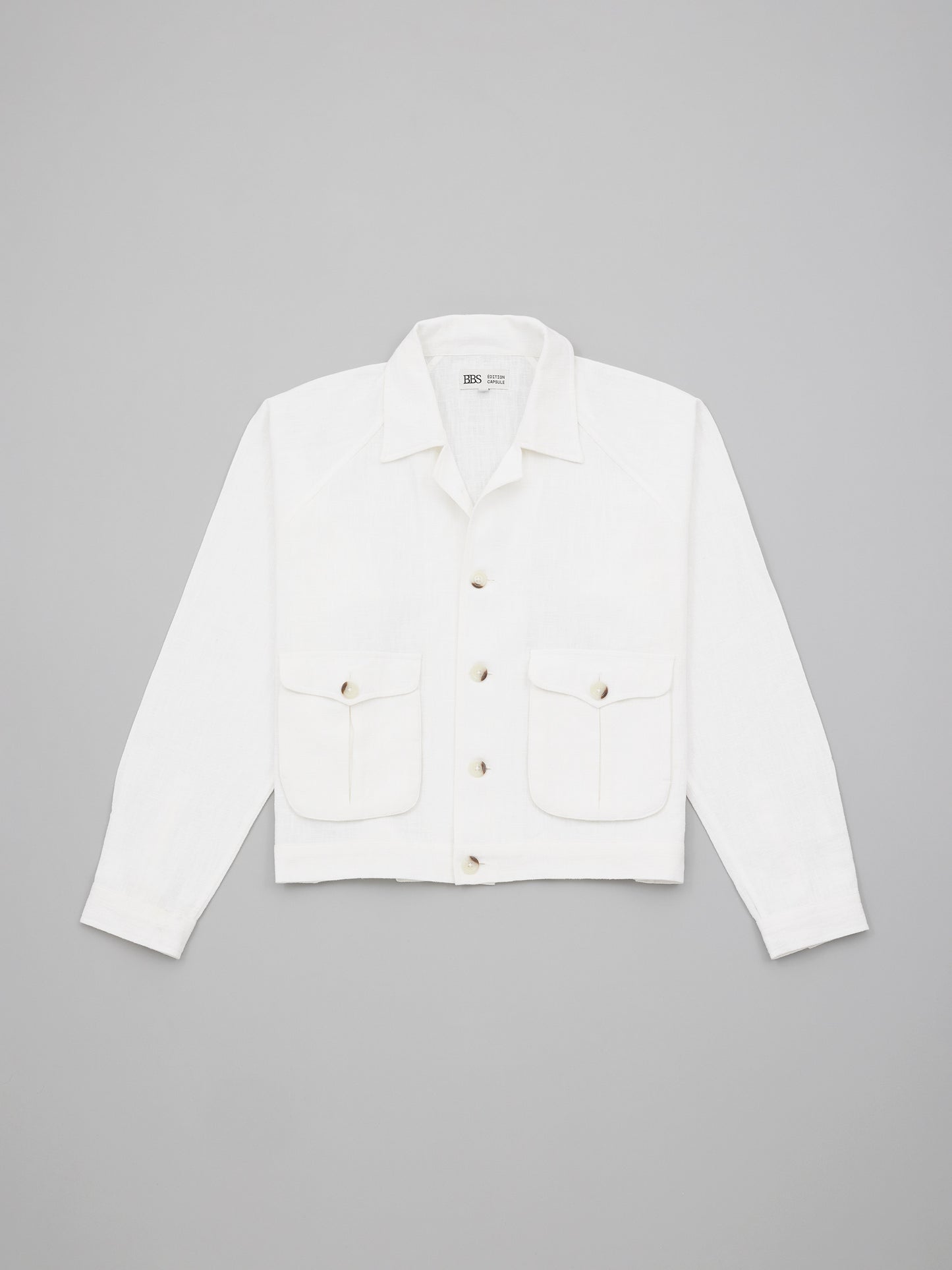 Flight Jacket - White Ramie Linen Cotton