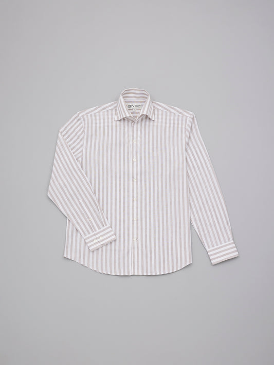 Swallow Collar Shirt - Brown Stripes