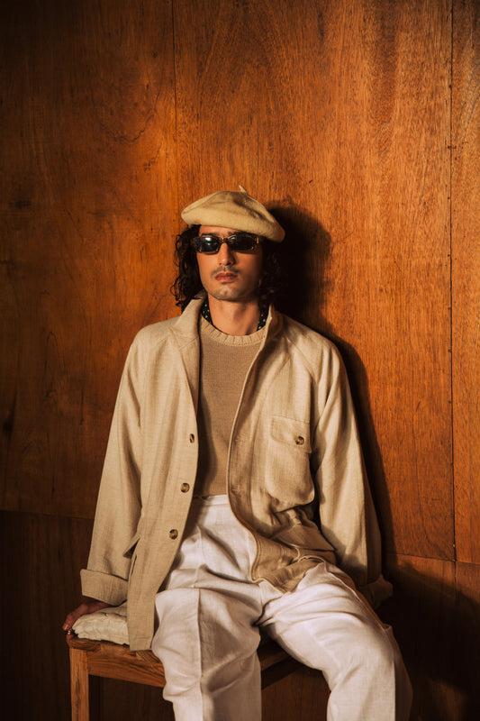 Teba Japanese Linen Jacket - Oat