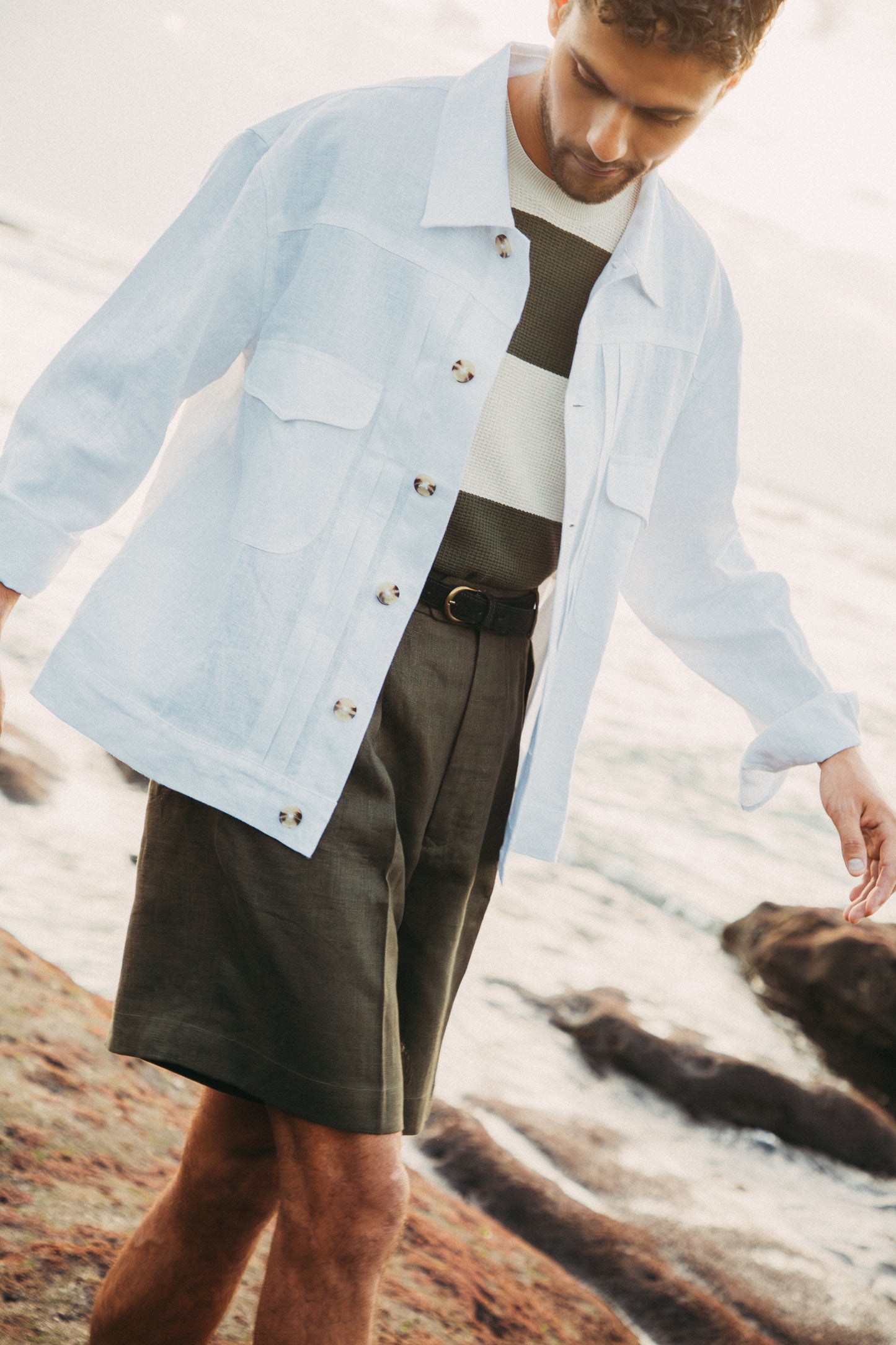 NOMADE Trucker Linen Jacket - White