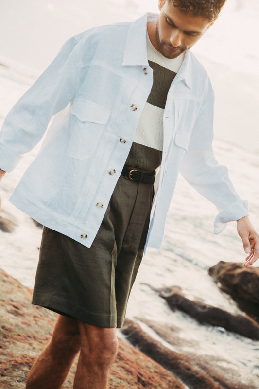 NOMADE Trucker Linen Jacket - White