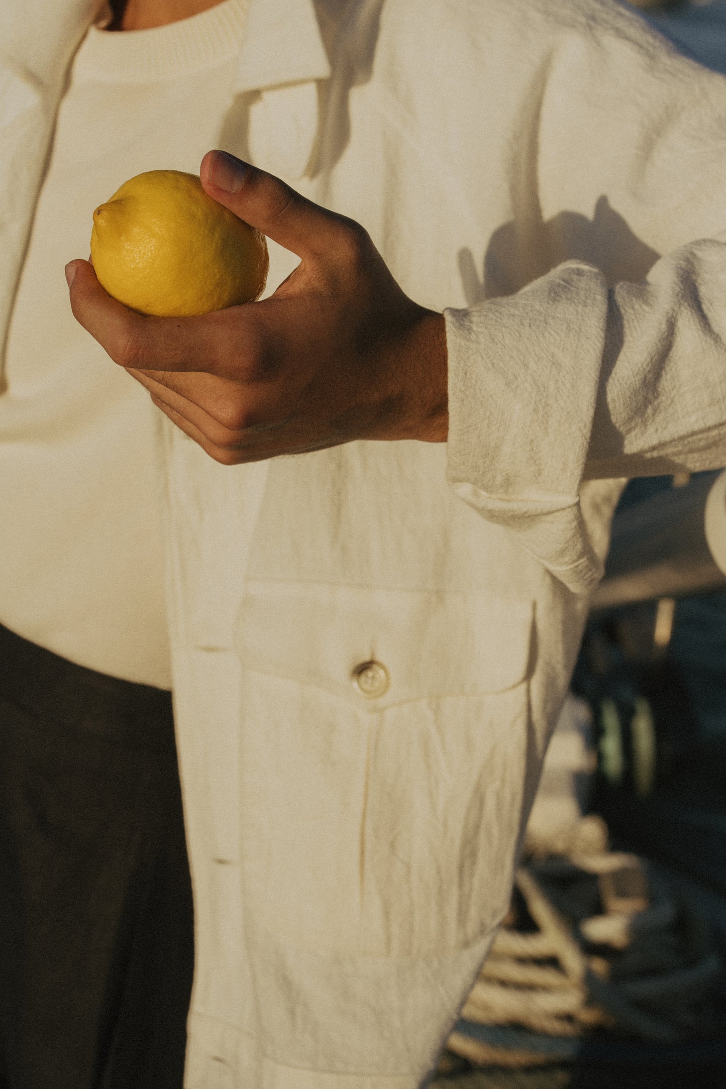 Flight Jacket - White Ramie Linen Cotton