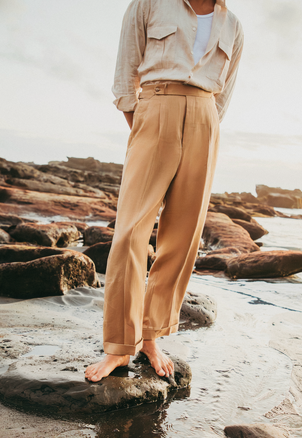 Nomade Leon Side-Tabs Trousers - Khaki