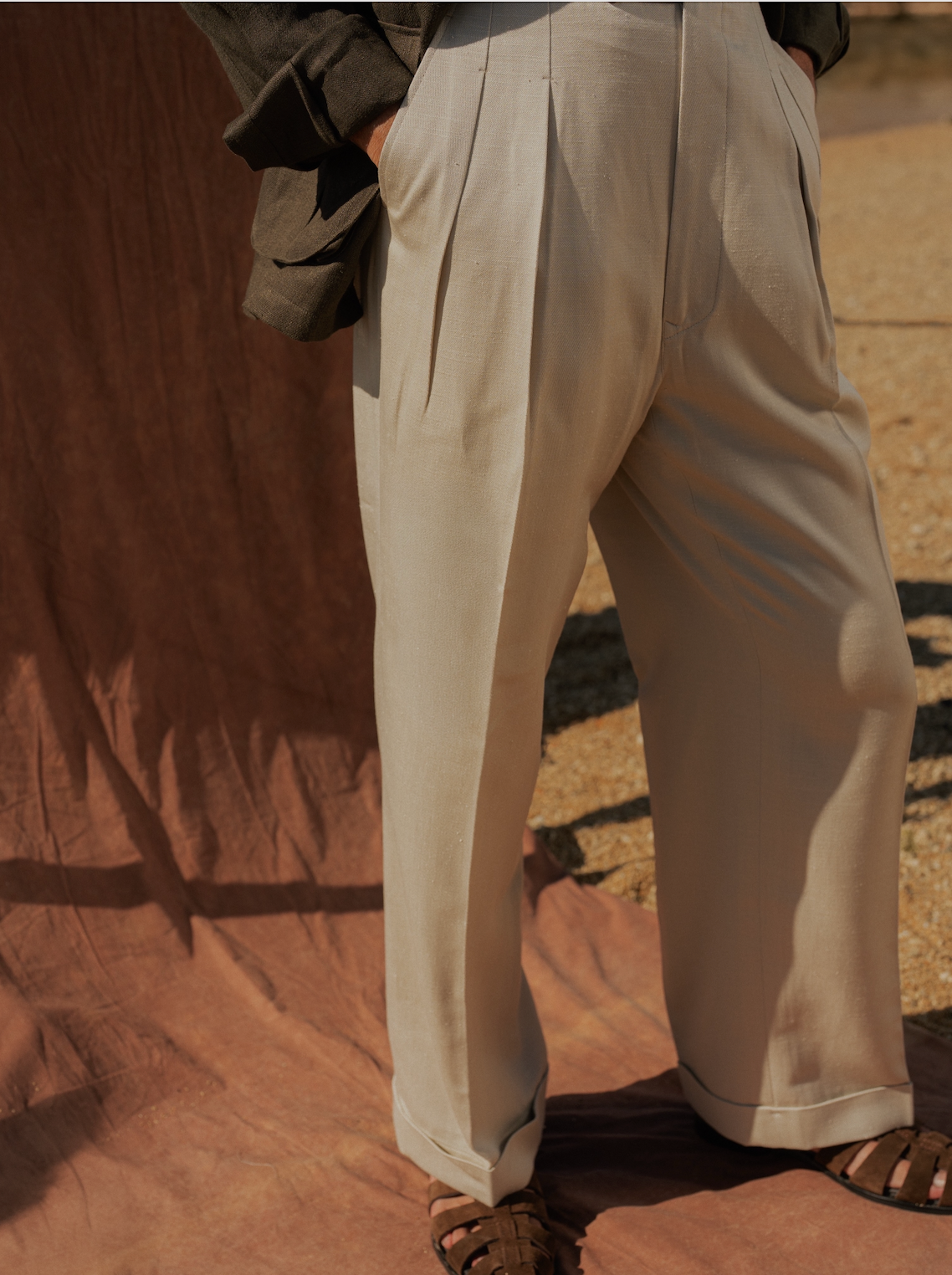 Leon Trousers - Cream cotton/linen