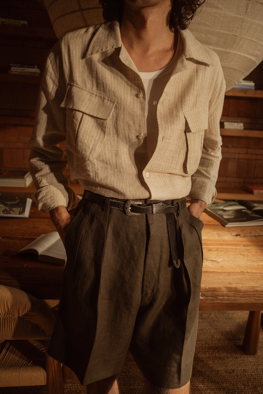 Jungle Shirt - Oat Herringbone