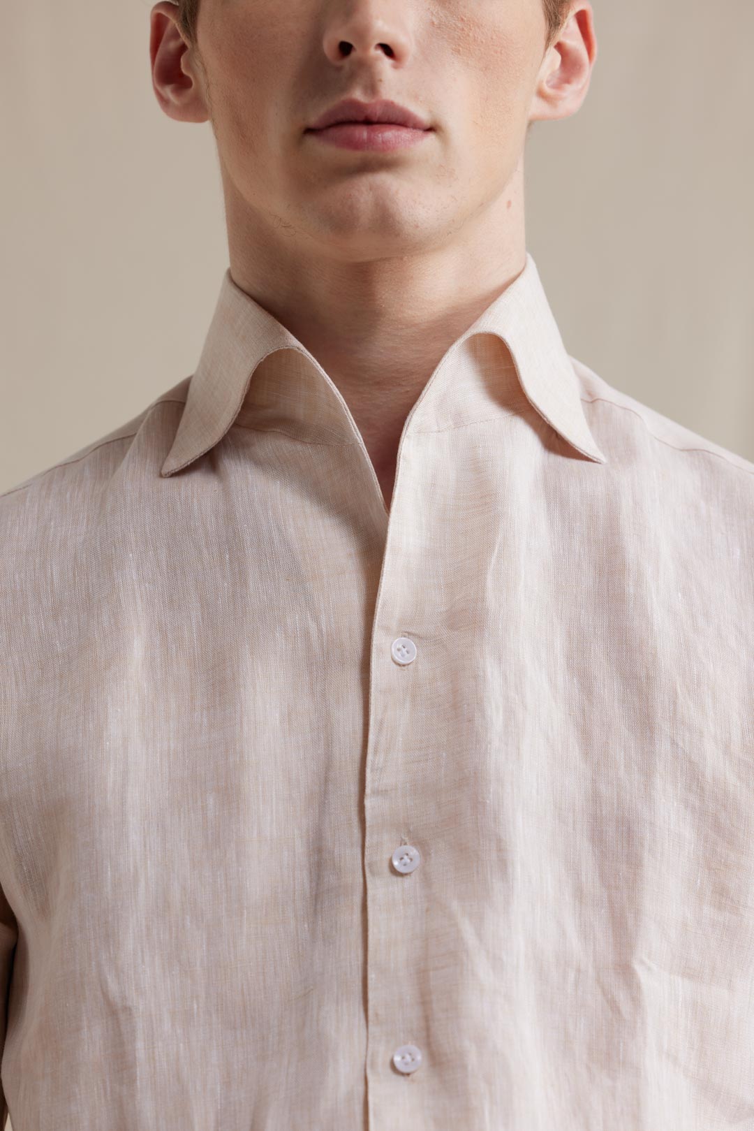 Swallow Collar Linen Shirts - Ecru