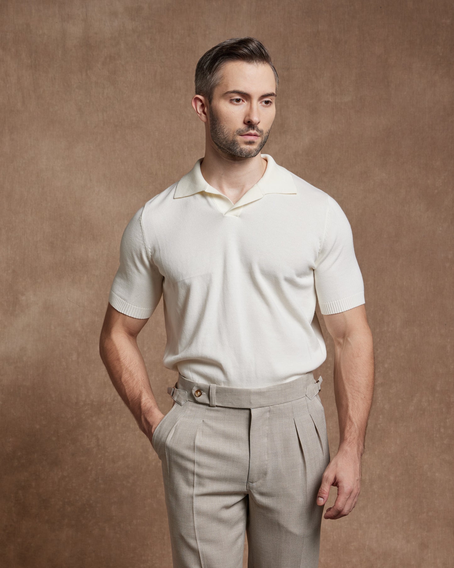 Knitted Polo Shirt - Off-White